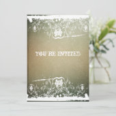Parchment Grunge Lace Housewarming Invitation Kaart (Staand voorkant)