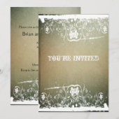 Parchment Grunge Lace Housewarming Invitation Kaart (Voorkant / Achterkant)