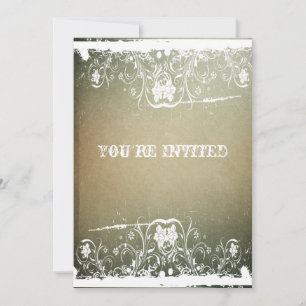 Parchment Grunge Lace Housewarming Invitation Kaart