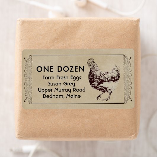 Parchment  Hen Egg Carton Fancy Border Etiket (Insitu)