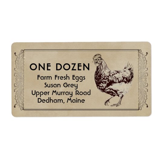 Parchment  Hen Egg Carton Fancy Border Etiket (Voorkant)