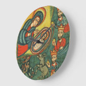 PARCHMENT NATIVITEIT CHRISTMAS , ADORATIE VAN MAGI GROTE KLOK (Hoek)