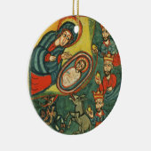 PARCHMENT NATIVITEIT CHRISTMAS , ADORATIE VAN MAGI KERAMISCH ORNAMENT (Rechts)