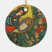 PARCHMENT NATIVITEIT CHRISTMAS , ADORATIE VAN MAGI KERAMISCH ORNAMENT (Voorkant)