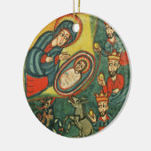 PARCHMENT NATIVITEIT CHRISTMAS , ADORATIE VAN MAGI KERAMISCH ORNAMENT (Links)