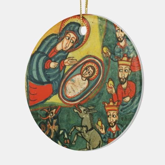 PARCHMENT NATIVITEIT CHRISTMAS , ADORATIE VAN MAGI KERAMISCH ORNAMENT (Links)