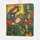 PARCHMENT NATIVITEIT CHRISTMAS , ADORATIE VAN MAGI KERAMISCH ORNAMENT (Links)