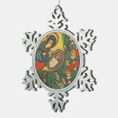 PARCHMENT NATIVITEIT CHRISTMAS , ADORATIE VAN MAGI TIN SNEEUWVLOK ORNAMENT (Rechts)