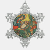 PARCHMENT NATIVITEIT CHRISTMAS , ADORATIE VAN MAGI TIN SNEEUWVLOK ORNAMENT (Voorkant)