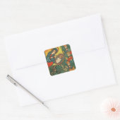 PARCHMENT NATIVITEIT CHRISTMAS , ADORATIE VAN MAGI VIERKANTE STICKER (Envelop)
