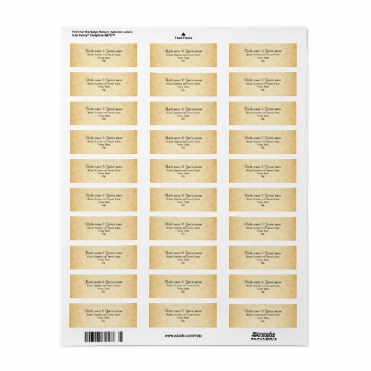 Parchment Pattern Design Wedding Etiket (Full Sheet)