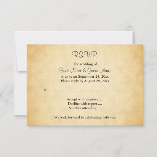Parchment Pattern Design Wedding RSVP Kaartje (Voorkant)
