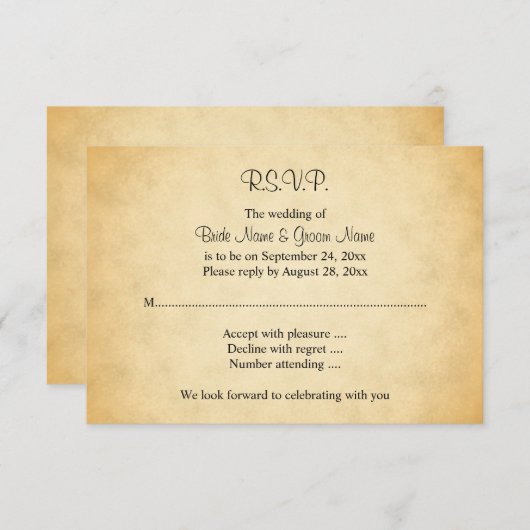 Parchment Pattern Design Wedding RSVP Kaartje (Voorkant / Achterkant)