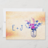 Parchment Pink and Navy Wild Flower Mason Jar Kaart (Achterkant)