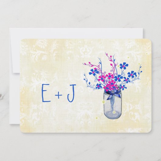 Parchment Pink and Navy Wild Flower Mason Jar Kaart (Achterkant)