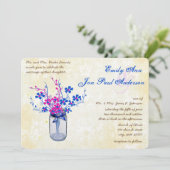 Parchment Pink and Navy Wild Flower Mason Jar Kaart (Staand voorkant)