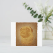 Parchment Pug Briefkaart (Staand voorkant)
