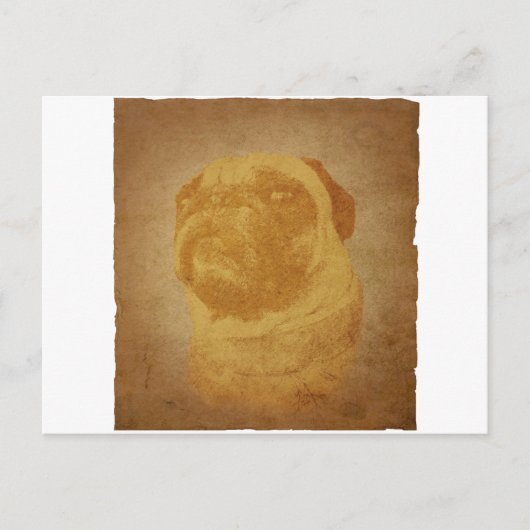 Parchment Pug Briefkaart (Voorkant)