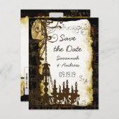 Parchment Scroll Chandelier Save the Date Aankondigingskaart (Voorkant / Achterkant)