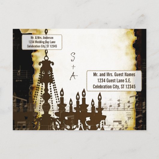 Parchment Scroll Chandelier Save the Date Aankondigingskaart (Achterkant)