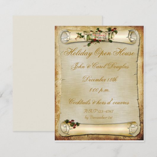 Parchment Scroll Holiday Uitnodiging (Voorkant / Achterkant)