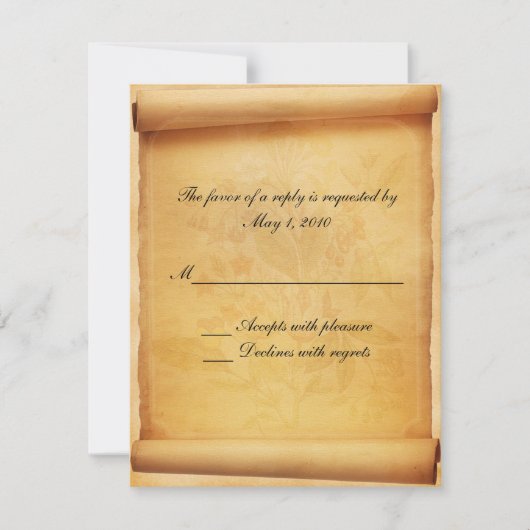 Parchment Scroll Response Card RSVP Kaartje (Voorkant)