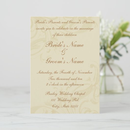 Parchment Scroll Wedding-uitnodigingen Kaart (Staand voorkant)