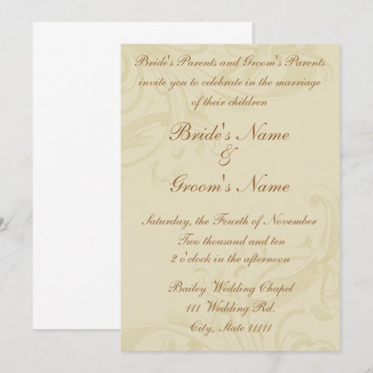 Parchment Scroll Wedding-uitnodigingen Kaart (Voorkant / Achterkant)