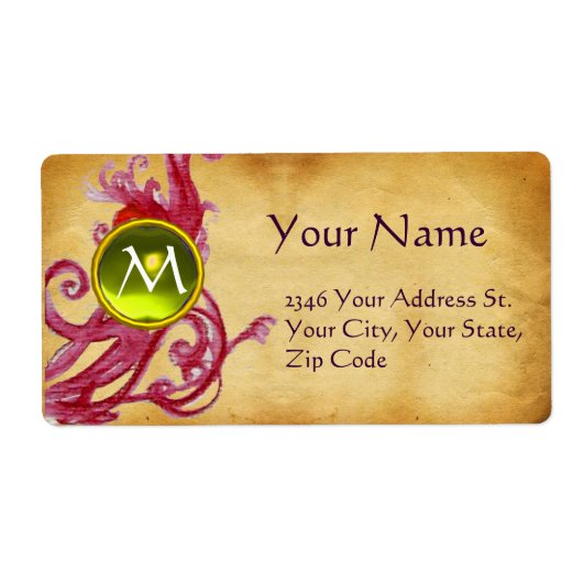 PARCHMENT SWIRL GEM MONOGRAM ETIKET (Voorkant)