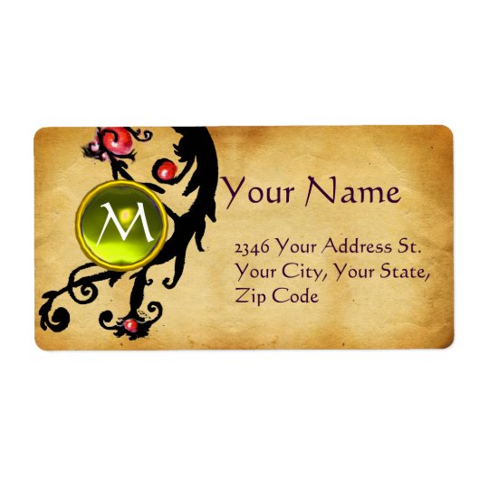 PARCHMENT SWIRL GEM MONOGRAM ETIKET (Voorkant)