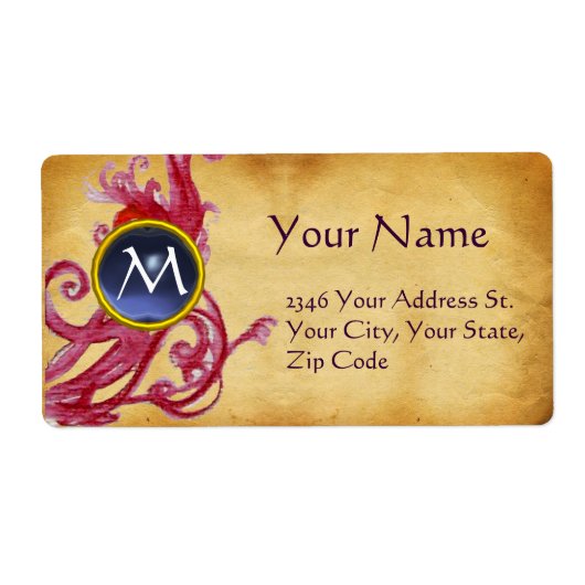PARCHMENT SWIRL GEM MONOGRAM ETIKET (Voorkant)