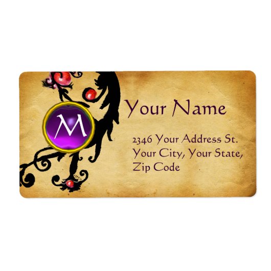 PARCHMENT SWIRL GEM MONOGRAM ETIKET (Voorkant)