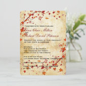 Parchment Swirls Maple Leaves  Fall Wedding Kaart (Staand voorkant)