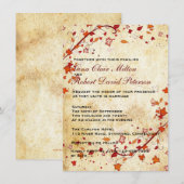 Parchment Swirls Maple Leaves  Fall Wedding Kaart (Voorkant / Achterkant)