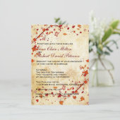 Parchment Swirls Maple Leaves  Fall Wedding Kaart (Staand voorkant)