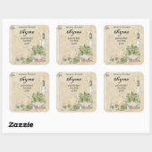 Parchment Vintage Spice Tijm Pot Fles  Vierkante Sticker (Vel)