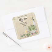 Parchment Vintage Spice Tijm Pot Fles  Vierkante Sticker (Envelop)