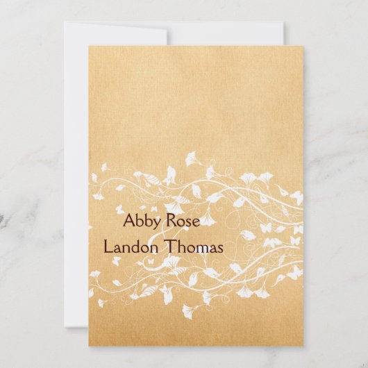 Parchment White Vine Wedding Invitation Kaart (Achterkant)