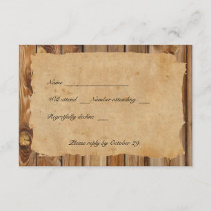 Parchment Wood Rustic Country rsvp met enveloppen