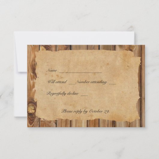 Parchment Wood Rustic Country rsvp met enveloppen (Voorkant)