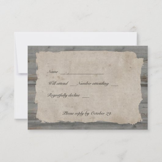 Parchment Wood Rustic Country rsvp met enveloppen (Voorkant)