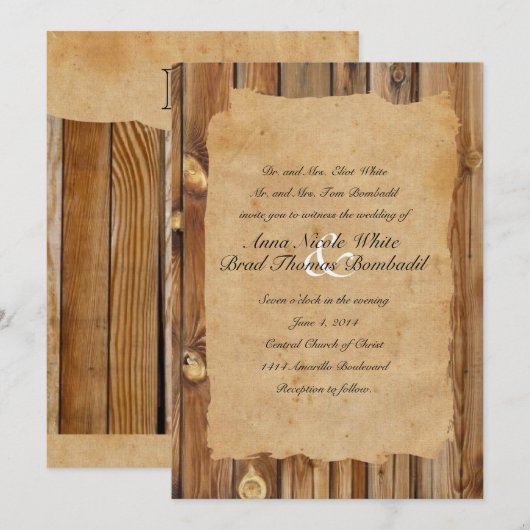 Parchment Wood Rustic Country Weddenschap Kaart (Voorkant / Achterkant)