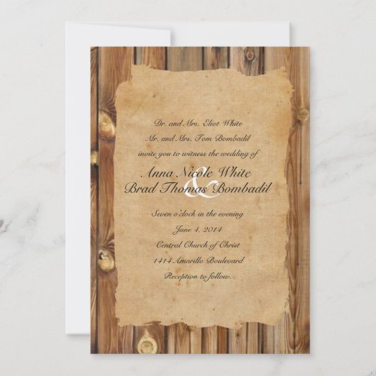 Parchment Wood Rustic Country Weddenschap Kaart (Voorkant)