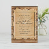 Parchment Wood Rustic Country Weddenschap Kaart (Staand voorkant)