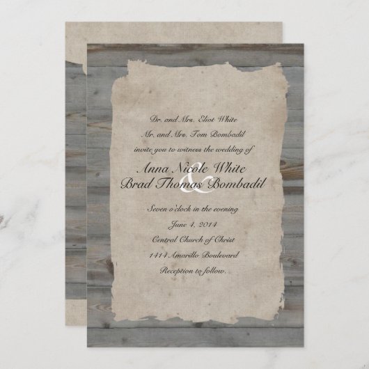 Parchment Wood Rustic Country Weddenschap Kaart (Voorkant / Achterkant)