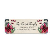 Parchstroompapier Red Poinsettia Holly Berries Lab Etiket (Voorkant)