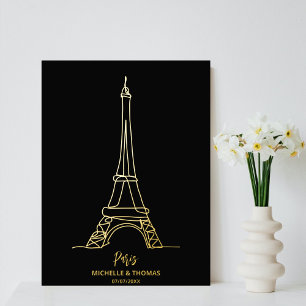Pardon Eiffel Tower Line Art Wall Travel Coupure Folie Afdrukken