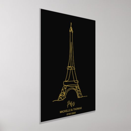 Pardon Eiffel Tower Line Art Wall Travel Coupure Folie Afdrukken (Laagn)