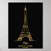 Pardon Eiffel Tower Line Art Wall Travel Coupure Folie Afdrukken (Voorkant)