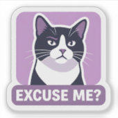 Pardon? Kat Meme – Brutaal Grappige Kat Illustrati Sticker (Voorkant)